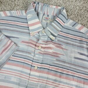 Faherty Mens Medium Multicolor Striped Button Down Short Sleeve